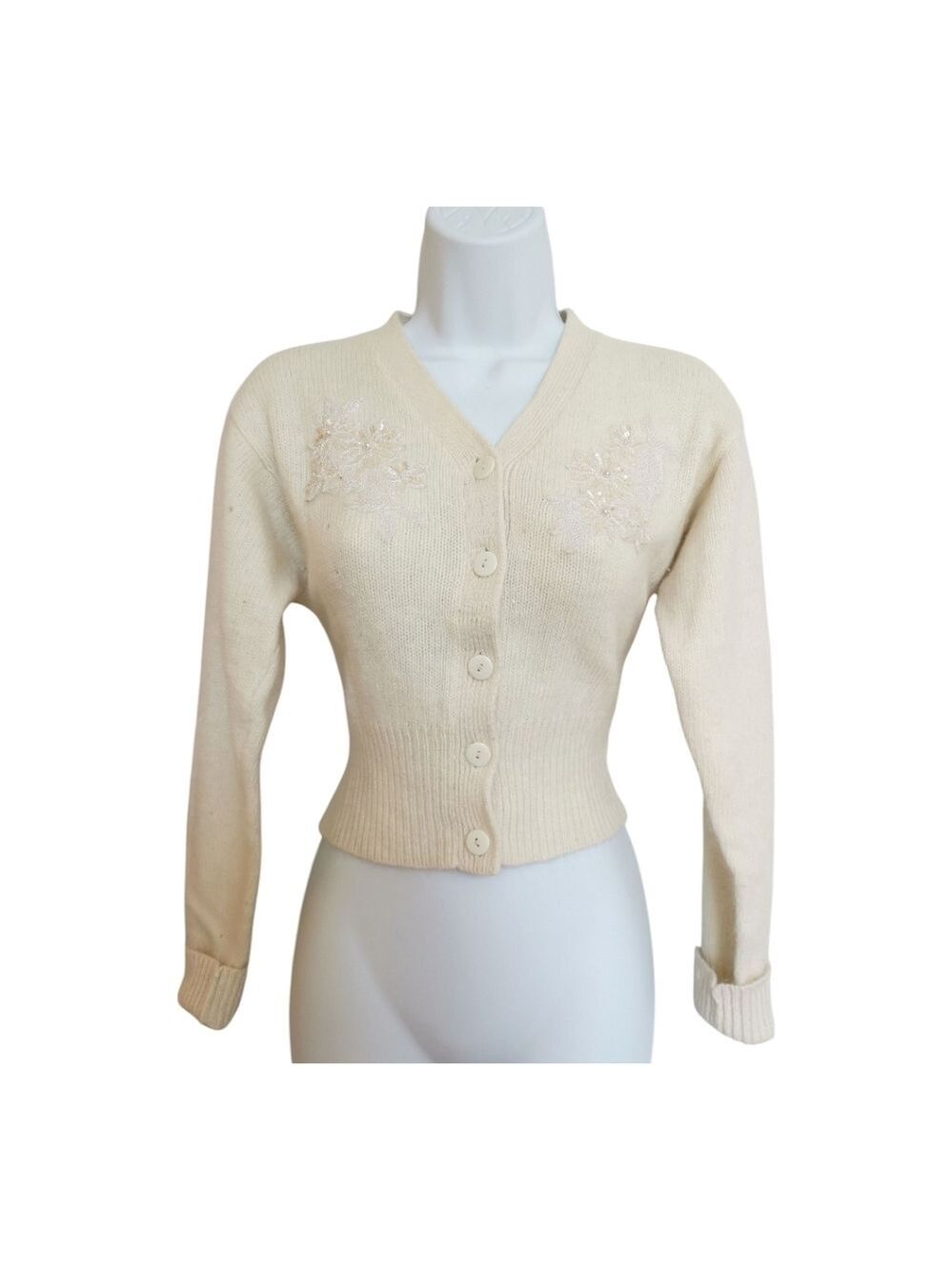 Vintage 90s Le Chateau Angora Lambswool Crop Sweater M